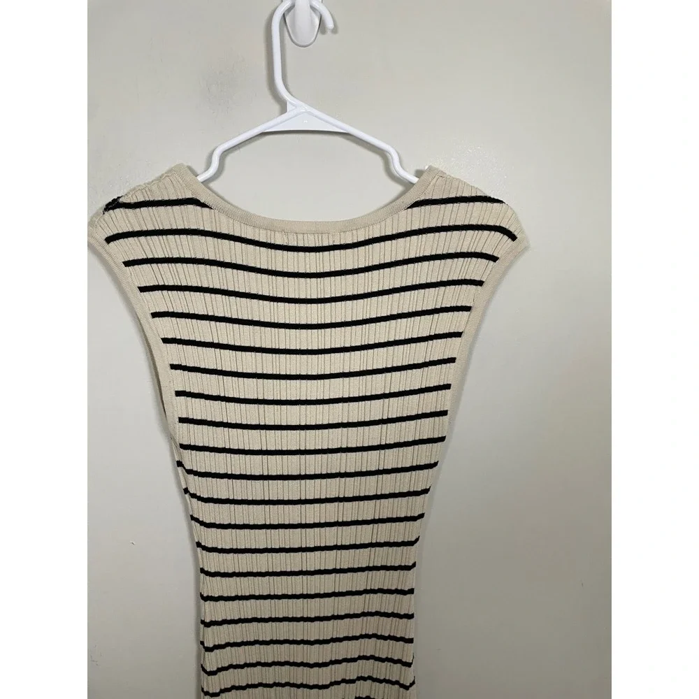 Z Supply Gisele Striped Midi Dress in Sandshell Size Medium Coastal Minimalist